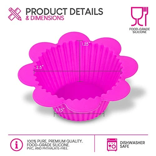 Silicone Cupcake Mold Liners Holders Baking Supplies Flower Shaped Muffin Liner Set Of 12 3 Silicone Cupcake Mold Liners Holders Baking Supplies Flower Shaped Muffin Liner Set Of 12