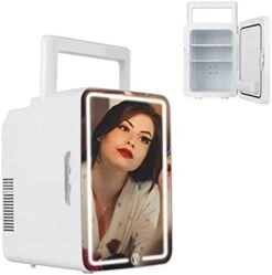 Kincare Fridge Hot&Cold, Portable Makeup Fridge With Mirror And Light, AC/DC Beauty Fridge For Bedroom, Office And Car(White) (8L) -Wilton Shop 41be0NuOT1L. AC
