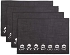 Halloween Party Tabletop Decor, Reusable & Machine Washable Cotton Fabric, Placemat Set, 13x19, Skull & Bones, 4 Piece -Wilton Shop 41bfvWyYe4L. AC