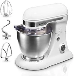 SM45B Stainless Steel 4.8 Quart Bowl 12 Speed Tilt-Neck Kitchen Countertop Baking Food Stand Mixer With Beater Paddle, Dough Hook, And Whisk, Black -Wilton Shop 41bxniowJmL. AC