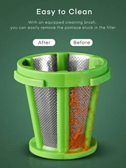 Juicer Machines, HOUSNAT Professional Celery Slow Masticating Juicer Extractor Easy To Clean, Cold Press Juicer With Quiet Motor And Reverse Function For Fruit & Vegetable, Brushes & Recipes Included, Black -Wilton Shop 41c4ok9HccL