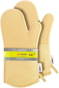 Durable Thick Oven Mitts Black, JEEKOIN Silicone Oven Gloves 14 Inch Heat Resistant 581 F With Soft Cotton Lining, Waterproof Oven Mitt Flexible Grip For Kitchen Cooking Baking, BPA Free, 1 Pair -Wilton Shop 41c99sq6cL. AC