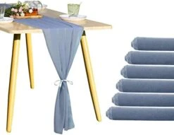 Chiffon Table Runner 28x120 Inches For Wedding Rustic Wedding Reception Bridal Shower Baby Shower Rustic Boho Holiday Birthday Party Decorations (28x120 Inches, Dusty Blue) -Wilton Shop 41c9oVfrcL. AC