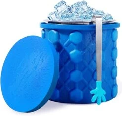 Ice Cube Mold Ice Trays, Large Silicone Ice Bucket Containing Ice Clip, (2 In 1) Ice Cube Maker, Round,Portable,For Frozen Whiskey, Cocktail, Beverages (Blue) -Wilton Shop 41cMFvjbbL. AC