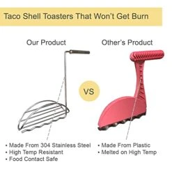 2 Upgraded Stainless Steel Taco Shell Toaster For A Toaster Or For Deep Frying | Taco Shell Warmer | Only For Soft Shell | Easy Crispy Taco Tools For Taco Tuesday -Wilton Shop 41cOX0sgKcL