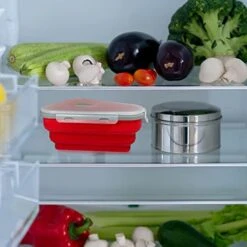 Reusable Pizza Storage Container, Pizza Container Expandable With 5 Microwavable Serving Trays, Adjustable Silicone Pizza Box To Organize Save Space, Microwave Dishwasher Safe-Red -Wilton Shop 41cOopuI3lL