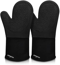 Extra Long Silicone Oven Mitts, Sungwoo Durable Heat Resistant Oven Gloves With Quilted Liner Non-Slip Textured Grip Perfect For BBQ, Baking, Cooking And Grilling - 1 Pair 14.6 Inch Black -Wilton Shop 41cR9j jQKL. AC