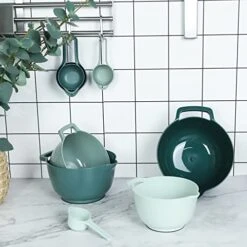 8 Pack Classic Nesting Mixing Bowl Set With 4 Measuring Cups, Mixing Bowls With Pour Spouts And Handles(Green) 14 8 Pack Classic Nesting Mixing Bowl Set With 4 Measuring Cups, Mixing Bowls With Pour Spouts And Handles(Green) -Wilton Shop 41cRxfCkefL