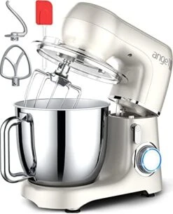 Angel Electric Stand Mixer, 5.5 Quarts, Dough Hook, Flat Beater, Wire Whisk Attachments, 10+P Speeds With Splash Guard, Yellow With DIY STICKERS 24 Angel Electric Stand Mixer, 5.5 Quarts, Dough Hook, Flat Beater, Wire Whisk Attachments, 10+P Speeds With Splash Guard, Yellow With DIY STICKERS -Wilton Shop 41cWPKWHe6L. AC