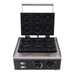Luqeeg Commercial Electric Donut Maker, 6 Holes Double Sides Heating Donut Maker Machine, 0-5 Minutes Timer Thickened Models, Suitable For Restaurant, Bakery, Snack Bar, Teahouse, Home