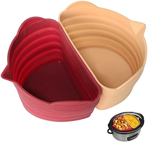 Silicone Slow Cooker Liners Divider, Leakproof Reusable Silicone 6QT Oval Crockpot Divider Insert, Diwasher Safe Cooking Liner For 6 Quart Slow Cooker Kitchen Accessories (Rose & Skin) 10 Silicone Slow Cooker Liners Divider, Leakproof Reusable Silicone 6QT Oval Crockpot Divider Insert, Diwasher Safe Cooking Liner For 6 Quart Slow Cooker Kitchen Accessories (Rose & Skin) - Image 8