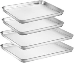 Baking Sheets 2 Pieces With A Rack , HKJ Chef Cookie Sheets And Nonstick Cooling Rack & Stainless Steel Baking Pans & Toaster Oven Tray Pan, Rectangle Size 12.5 X 10 X 1 Inch & Non Toxic -Wilton Shop 41cr6EHsS0L. AC