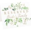 Reserved Wedding Table Sign | Set Of 6 Watercolor White And Gold With Eucalyptus Greenery Signs Including Seating For Bride's Family Groom's Family And Wedding Party | Freestanding Double Sided -Wilton Shop 41csrdV9JiL