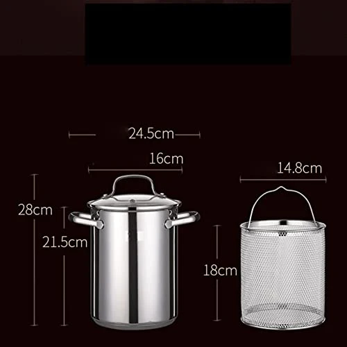 AYMAYA Soup Pot, Stainless Steel Asparagus Pot With Frying Basket Stock Pot Frying Pan Household Small Deep Frying Pan 5 AYMAYA Soup Pot, Stainless Steel Asparagus Pot With Frying Basket Stock Pot Frying Pan Household Small Deep Frying Pan - Image 3