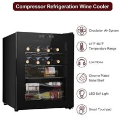 16 Bottle Compressor Wine Cooler Refrigerator, Electronic Wine Cabinet With Transparent Glass Door -Wilton Shop 41czouRKSlL