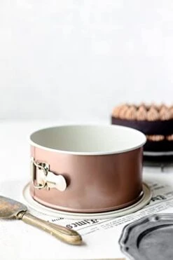 Patisse Ceramic Series Deep Round Springform Pan With Double Non-stick Ceramic Coating, 7-1/8" And 3-1/4", White/Copper -Wilton Shop 41d0vcfs11L