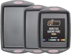 Non Stick Jelly Roll Baking Pans, Thick Warp Proof, 3 Piece, Durable Silicone Handles, Kitchen Oven Pan Bakeware Set, Cooking, Roasting Sets, Easy Clean, Set Of 3, Black -Wilton Shop 41d7Yxkl9cS. AC