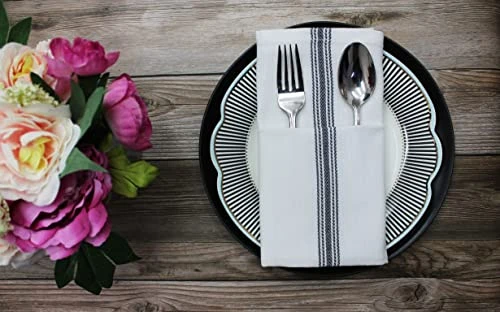 - Scandia Stripe 12 Pack - Pure Cotton - Professional Commercial Restaurant Grade Kitchen Dish Tea Towel Cloth Napkins - Low Lint Sturdy Weave - Reusable - 16x28-30 Ounces - Charcoal 6 - Scandia Stripe 12 Pack - Pure Cotton - Professional Commercial Restaurant Grade Kitchen Dish Tea Towel Cloth Napkins - Low Lint Sturdy Weave - Reusable - 16x28-30 Ounces - Charcoal - Image 4