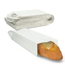 Lain White Paper Bread Bag 5 1/4" X 3 1/4" X 18" Keep Bread Fresh By MT Products - (50 Pieces)