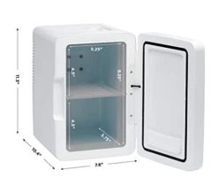 Mirrored Beauty Fridge With LED Lighting, Portable White Mini Refrigerator Skin Care, Makeup Storage, Chill Cosmetics & Face Masks, Small For Desktop Or Travel, Cool & Heat, 6 Liter Capacity -Wilton Shop 41dFGU0PnAL