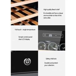 ATAAY 30 Bottle Thermoelectric Wine Cooler/Chiller, Counter Top Red & White Wine Cellar, Wide Area Constant Temperature/Smart Touch Operation/Air-Cooled And Frost-Free -Wilton Shop 41dGBoKOIIL