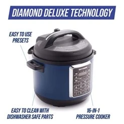 Ceramic Nonstick, 16-in-1 6QT Electric Pressure Cooker, Slow Cooker, Rice Cooker, Yogurt Maker, Saute, Steamer And More, Programable, Dishwasher Safe Pot, PFAS-Free, Blue -Wilton Shop 41dYFNnEMXL