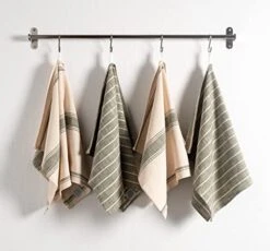 Set Of 4 Natural Rustic Farmhouse Slubbed Kitchen Towel | 100% Cotton Dish Towel, 18 X 28 Inches | Soft And Absorbent | Set Of 4