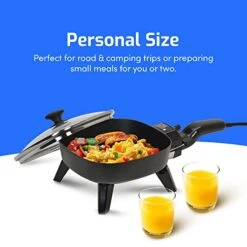 FS-400 Personal Stir Fry Griddle Pan, Rapid Heat Up, 600 Watts Non-stick Electric Skillet With Tempered Glass Lid, Size 7" X 7" -Wilton Shop 41dgaroyeLL 1