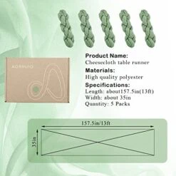 Sage Green Cheesecloth Table Runner, Aorruio 5 Packs 13ft Boho Gauze Cheese Cloth Table Runner, 35x157 Inches Sheer Wedding Birthday Party Table Runner For Boho Baby Bridal Shower Backdrop Decorations -Wilton Shop 41dpPIEZF9L