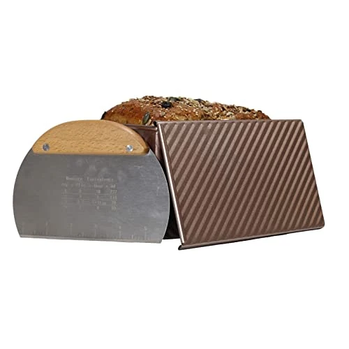 Loaf Pan And Lid - Standard Size For Bread, Toast, Sandwich And Slices - Complete With Dough Pastry Scraper Chopper 3 Loaf Pan And Lid - Standard Size For Bread, Toast, Sandwich And Slices - Complete With Dough Pastry Scraper Chopper