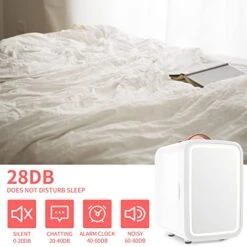 Kincare Fridge Hot&Cold, Portable Makeup Fridge With Mirror And Light, AC/DC Beauty Fridge For Bedroom, Office And Car(White) (8L) -Wilton Shop 41dzYTGJZyL
