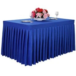 4ft Table Skirt Fitted Tablecloth, Fitted Table Covers For 4 Foot Tables, Royal Blue Polyester Table Skirts For Rectangle Tables 4ft For Events -Wilton Shop 41e0Jngv2UL