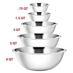 Stainless Steel Mixing Bowls (Set Of 5) For Baking, Cooking, And Prepping, Stackable Nesting Bowls For Space Saving Storage -Wilton Shop 41e14RuGwmL