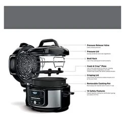 9-in-1 Pressure Cooker And Air Fryer With Nesting Broil Rack, 5 Quart, Stainless Steel -Wilton Shop 41e4IWeRmTL