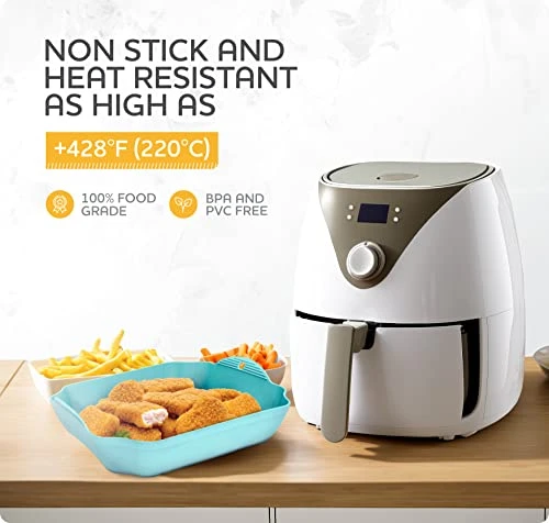 Ilicone Air Fryer Liners Set OF 2, Air Fryer Silicone Liners For 4-7QT Air Fryer Tray Baking Oven, 7.5” Reusable Square Air Fryer Liners With Handles & Holes, Air Fryer Inserts, Air Fryer Accessories 5 Ilicone Air Fryer Liners Set OF 2, Air Fryer Silicone Liners For 4-7QT Air Fryer Tray Baking Oven, 7.5” Reusable Square Air Fryer Liners With Handles & Holes, Air Fryer Inserts, Air Fryer Accessories - Image 3