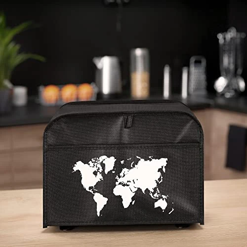 Cover Compatible With 2 Slice Toaster - Cover For Toaster - Travel Outline White/Black 4 Cover Compatible With 2 Slice Toaster - Cover For Toaster - Travel Outline White/Black - Image 2