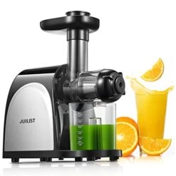 Masticating Juicer Machines, Juilist Cold Press Juicer Machines Vegetable And Fruit With Quiet Motor & Reverse Function, Slow Juicer Extractor Easy To Clean With Brush, Recipe Included