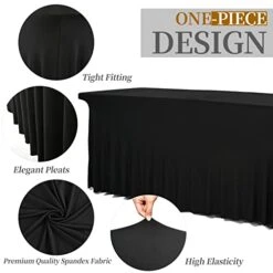 2 Pack 6ft Spandex Table Skirts Stretch Table Cover,One-Piece Wrinkle Resistant Fitted Tablecloth And Table Skirt For Rectangle Tables Tradeshows Weddings Banquets Parties Events Thanksgiving (Black) -Wilton Shop 41ekngEAHPL