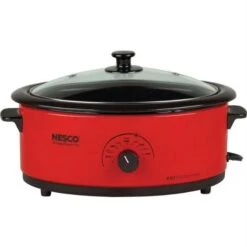 6 QT ROASTER OVEN RED PORCELAIN