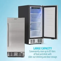 15-Inch Under Counter Mini Fridge, Stainless Steel Finish, Adjustable Digital Thermostat, 32F To 50F, Refrigerator For Food, Snacks, Sodas, Beer, Wine -Wilton Shop 41eyppdJ50L
