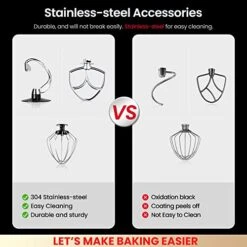 Stand Mixer,1000W 8+P Speed Tilt-Head Kitchen Mixers With LCD Display Timer,Planetary Mixing Food Mixer With Stainless Steel Bowl,Dough Hook, Beater & Wire Whip -Wilton Shop 41ezGrnfmOL