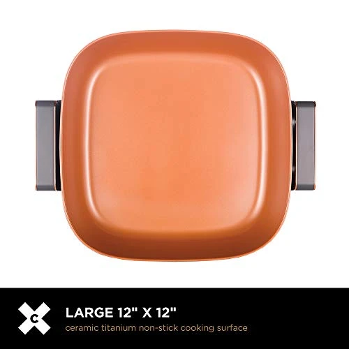 RUX Electric Skillet With Glass Lid - Nonstick Scratch Resistant Ceramic Pan, Extra Deep With Removable Temperature Probe, 12" X 12", 1400 Watts 5 RUX Electric Skillet With Glass Lid - Nonstick Scratch Resistant Ceramic Pan, Extra Deep With Removable Temperature Probe, 12" X 12", 1400 Watts - Image 3