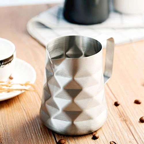 Stainless Steel Prismatic Designed Espresso Steaming Milk Frothing Pitcher, 20oz/600ml Milk Coffee Cappuccino Latte Art Frothing Pitcher Barista Milk Jug Cup Coffer Maker Accessories 3 Stainless Steel Prismatic Designed Espresso Steaming Milk Frothing Pitcher, 20oz/600ml Milk Coffee Cappuccino Latte Art Frothing Pitcher Barista Milk Jug Cup Coffer Maker Accessories