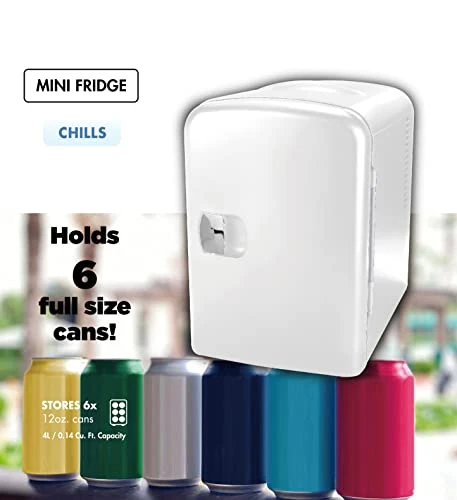 Mini Portable Compact Personal Fridge Cooler, 4 Liter Capacity Chills Six 12 Oz Cans, 100% Freon-Free & Eco Friendly, For Home Outlet & 12V Car Charger - White 5 Mini Portable Compact Personal Fridge Cooler, 4 Liter Capacity Chills Six 12 Oz Cans, 100% Freon-Free & Eco Friendly, For Home Outlet & 12V Car Charger - White - Image 3