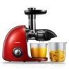 Juicer Machines Vegetable And Fruit, HOUSNAT Slow Masticating Juicer With 2-Speed Modes Easy To Clean, Cold Press Juicer Extractor With Quiet Motor, Reverse Function, Recipes (Passion Red)