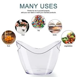 Plastic Oval Storage Tub,5 Liter Ice Buckets For Beer Bottle Drink Cooler,Party Beverage Chiller Bin,Storage Baskets,Clear Storage Bin With Handles For Kitchen,Cabinet,Large Pantry Organization 2sets -Wilton Shop 41fia20iyjL