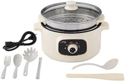 110V Electric Skillet, Multi-Functional Rice Cooker Food Steamer Nonstick Personal Hot Pot With Lid For Home Student Dormitory Cook Steam Simmer Stir Fry Griddle (2.2L, With Steamer) -Wilton Shop 41fpeZJOt3L. AC