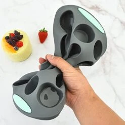 Silicone Muffin Pan 12 Cups Mini Size, Non-stick And Easy Pop Out Muffin Tin, Good Grip Perfect Result Cupcake Baking Tray, Egg Tart Bite Mini Pie Molds, Dark Grey -Wilton Shop 41g0sywfhhL