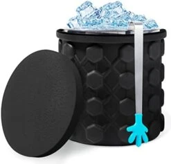 Ice Cube Mold Ice Trays, Large Silicone Ice Bucket Containing Ice Clip, (2 In 1) Ice Cube Maker, Round,Portable,For Frozen Whiskey, Cocktail, Beverages (Blue) -Wilton Shop 41g59XKJsxL. AC