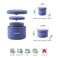Silicone Bento Box With Lid Baby Storage Durable Bowl Mixing Serving Eating Non-Slip Easy Grip Indoor Outdoor Travel To-Go Food Containers Set2 Canister (BLUE-ROUND) -Wilton Shop 41gAIE7wl3L